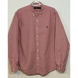 Ralph Lauren Mens Gingham Button Down Shirt Long Sleeve Classic Fit Size L
